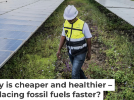 A technician walks through a solar farm in Goma, Congo, in 2025. AP Photo/Moses Sawasawa